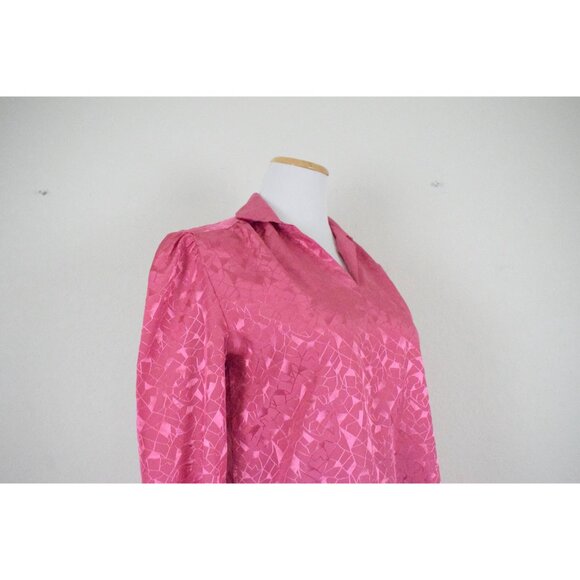 Vintage 80s Pink Polyester Blouse | size‎ S - Picture 5 of 10